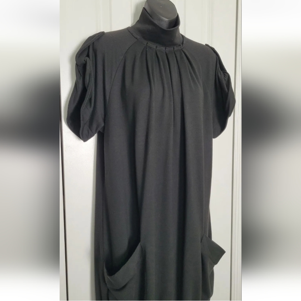 ZARA 80's Style Black Bubble Dress Banded Hem Pockets Size M